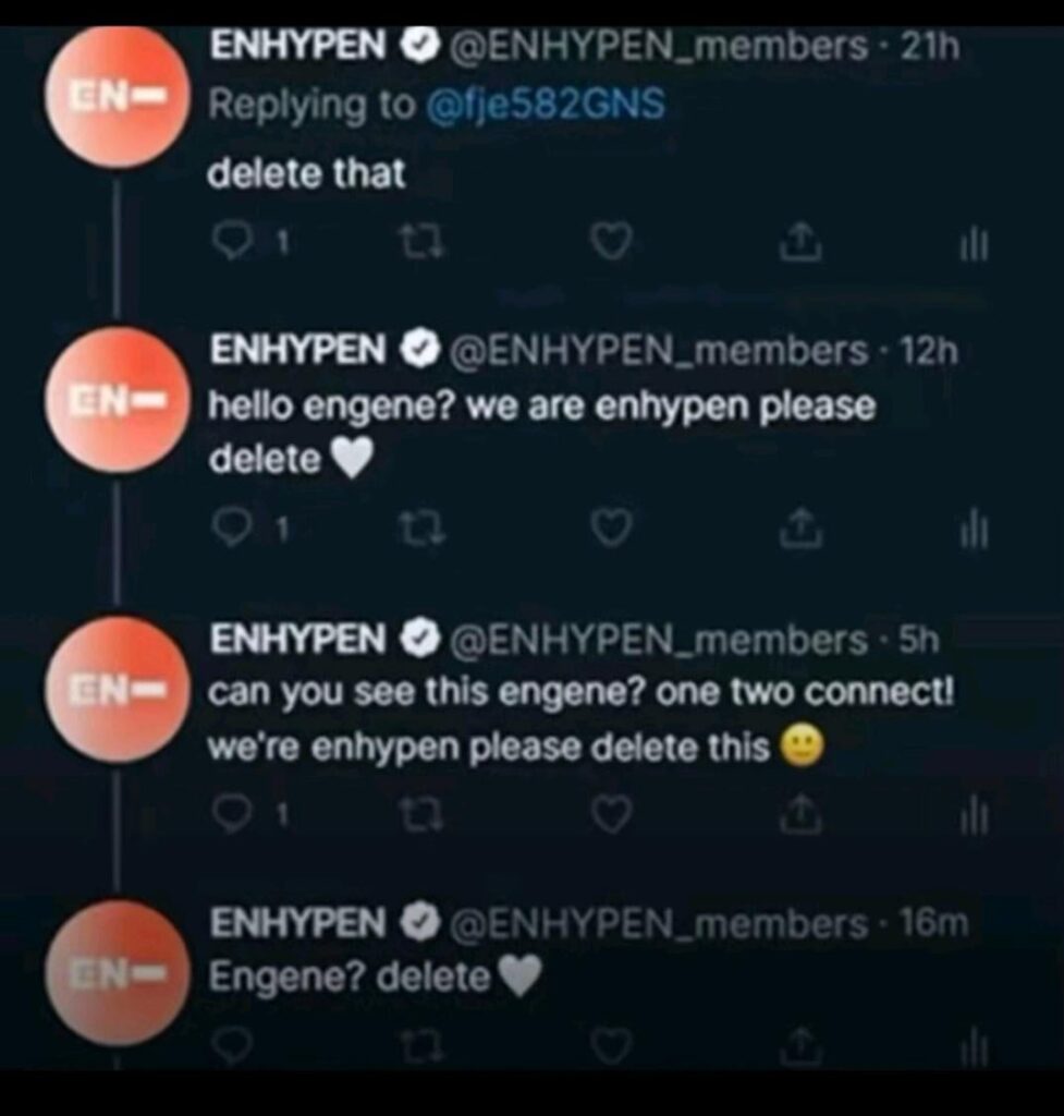 Does anyone know why ENHYPEN themselves commented multiple times on this Engene’s post asking them to delete it? Also, does anyone know when this happened? I’m a new Engene 😭