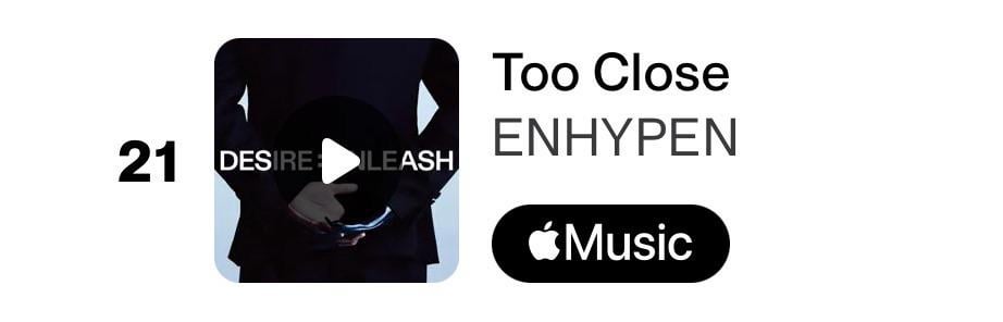 251205 Too Close reaches the highest peak of an ENHYPEN's song on Shazam South Korea Top200 in 2025