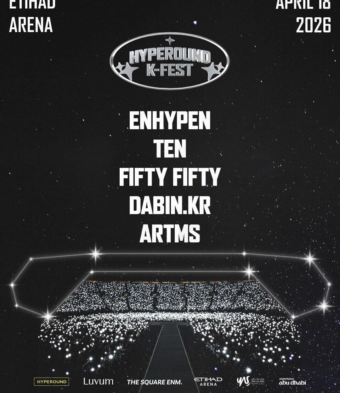 251221 ENHYPEN will perform as a part of the lineup of Hyperound K-Fest Abu Dhabi 2026