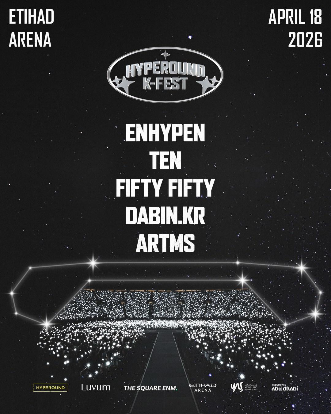 251221 ENHYPEN will perform as a part of the lineup of Hyperound K-Fest Abu Dhabi 2026