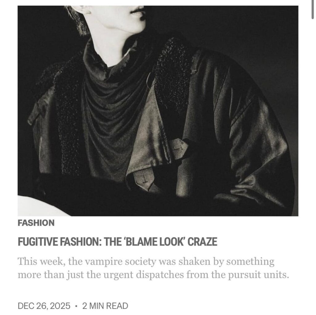 251226 Vampire Now added a new article to the style section of their website