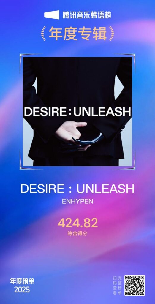 251227 DESIRE : UNLEASH won 'Top 10 K-Pop Album of the Year' at the Tencent Music 2025 Year End Awards