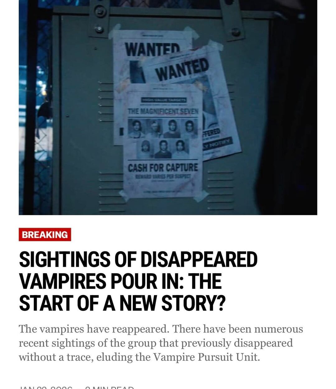 260122 Vampire Now added a new article to the Breaking section of their website