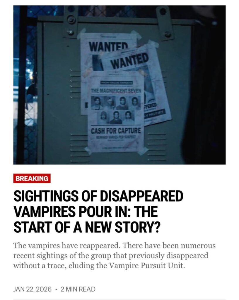 260122 Vampire Now added a new article to the Breaking section of their website