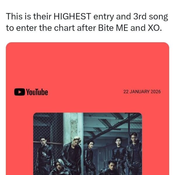 (26/01/25) ENHYPEN's Knife debuts at #54 on Youtube United States Weekly Top Songs chart with 1,297,888 views!