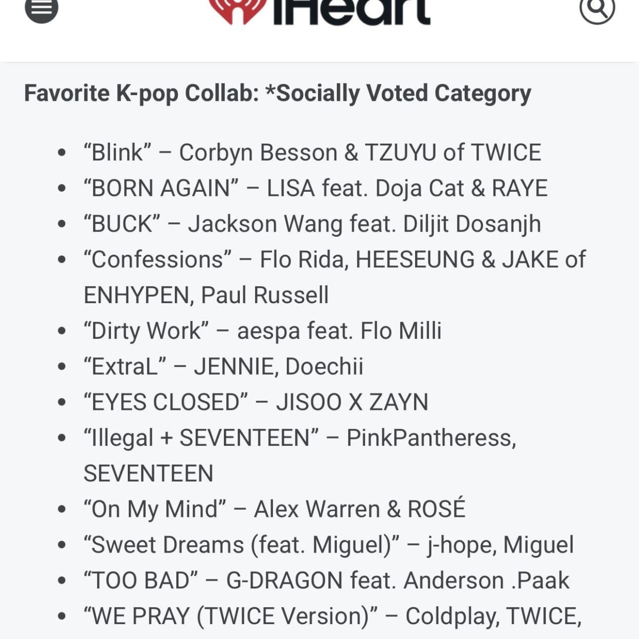 260108 “Confessions” Flo Rida, HEESEUNG & JAKE of ENHYPEN, Paul Russell is nominated for Favourite K-pop Collab at iHeartRadio Music Awards 2026