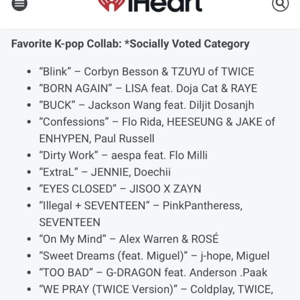 260108 “Confessions” Flo Rida, HEESEUNG & JAKE of ENHYPEN, Paul Russell is nominated for Favourite K-pop Collab at iHeartRadio Music Awards 2026