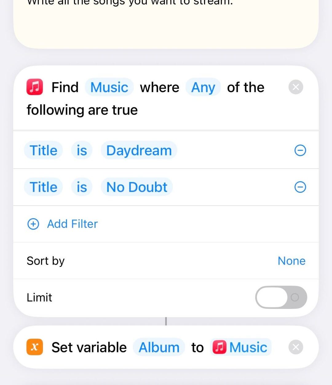 Apple Music streaming shortcuts