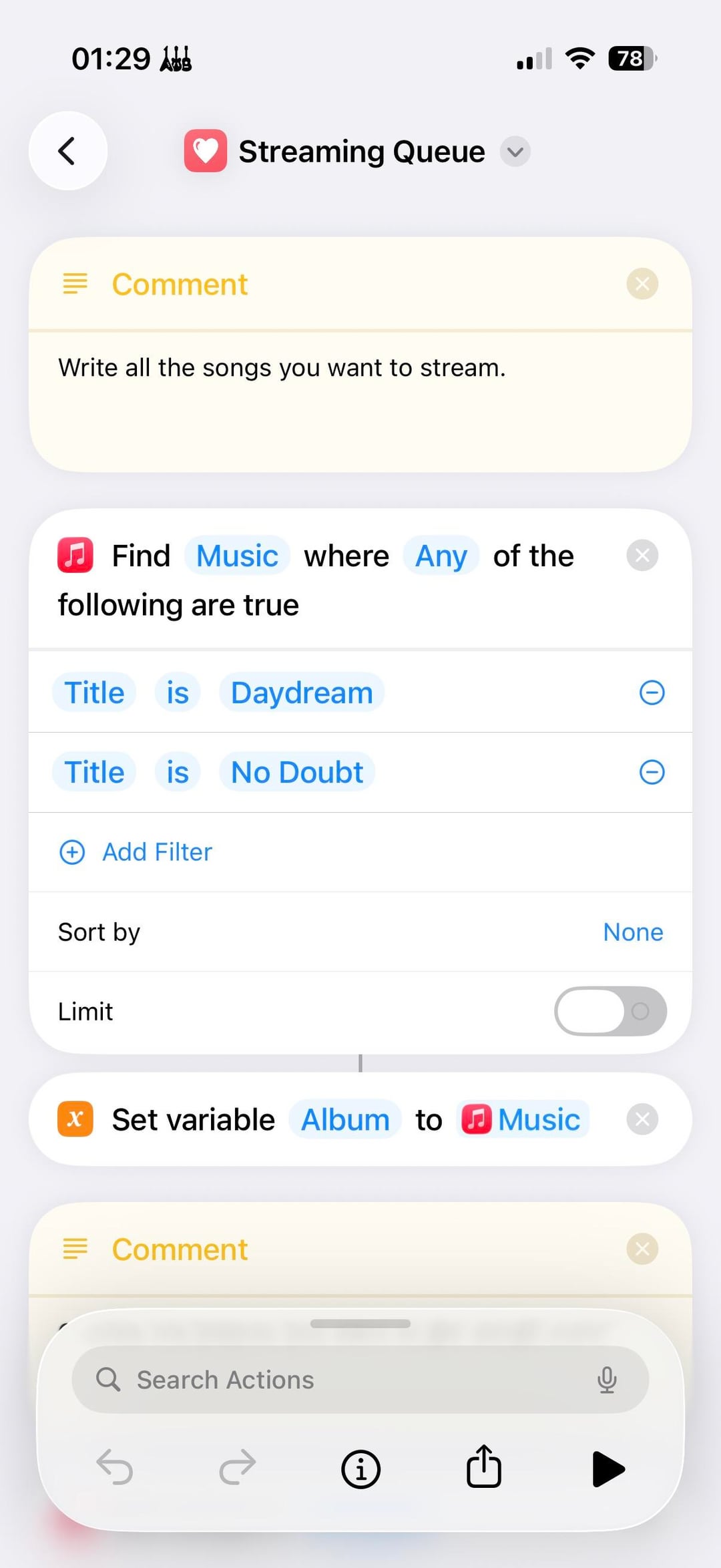 Apple Music streaming shortcuts