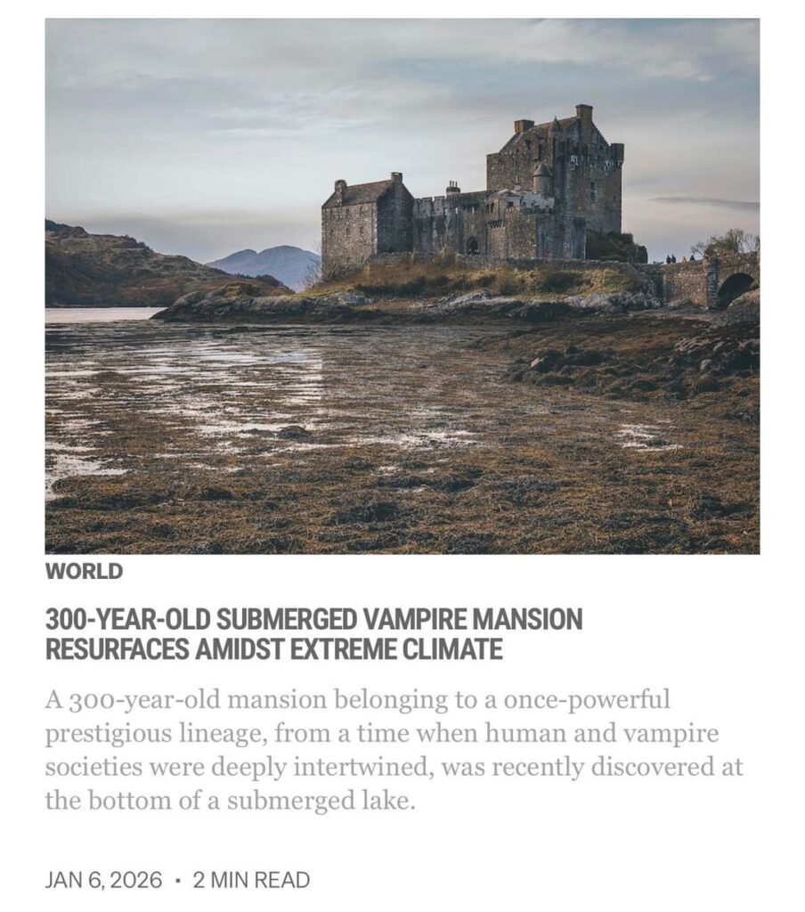 260106 Vampire Now added a new article to the World section of their website
