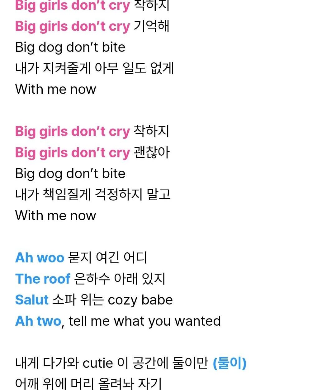 260119 'Big Girls Don't Cry' Fanchant Guide
