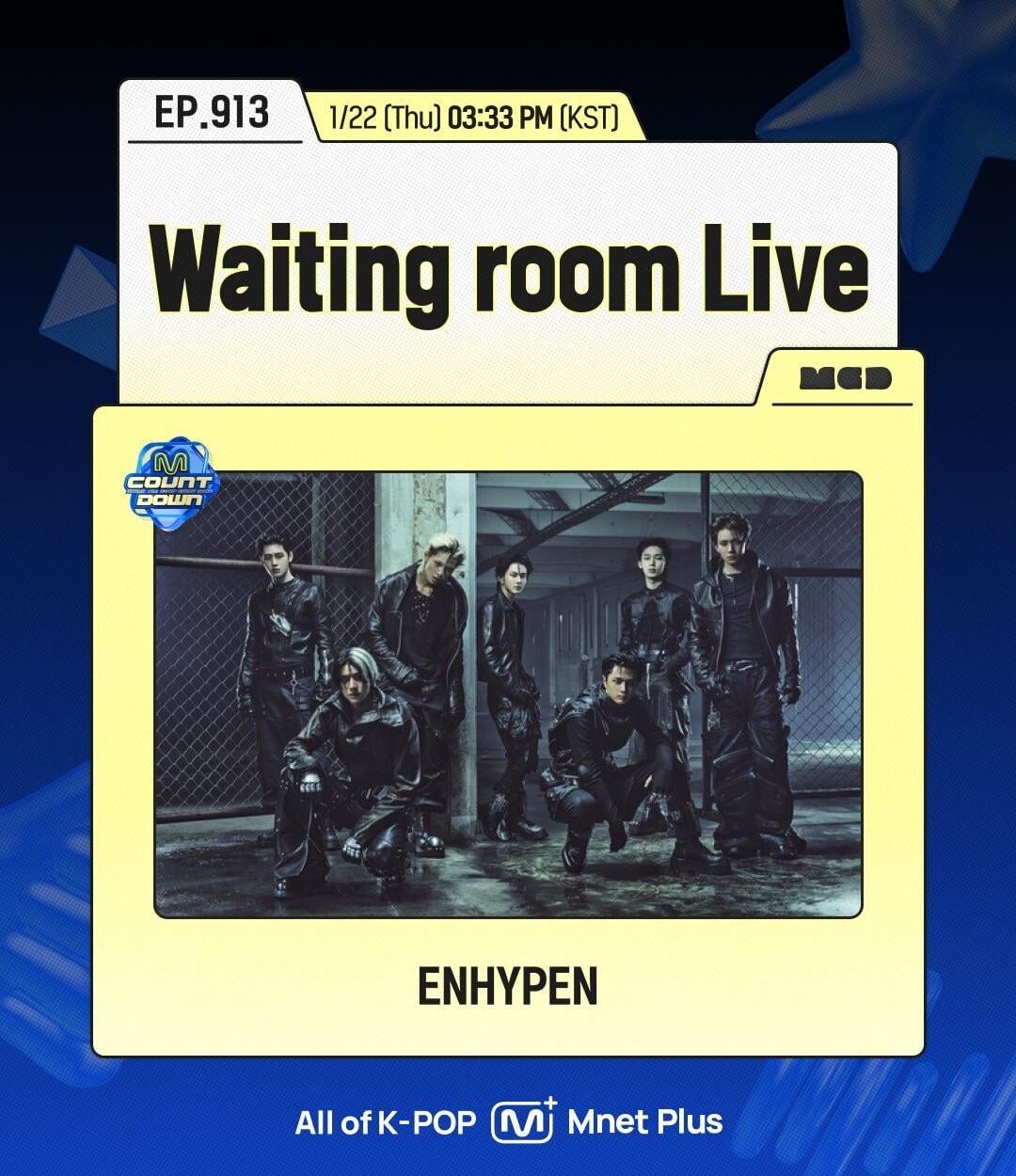 260121 ENHYPEN will be the special guest on tomorrows M Countdown 'Waiting Room Live'
