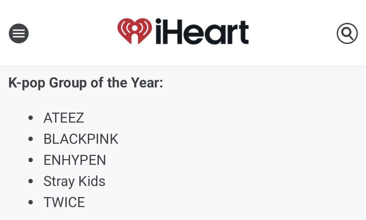 260108 ENHYPEN is nominated for K-pop Group of the Year at iHeartRadio Music Awards 2026