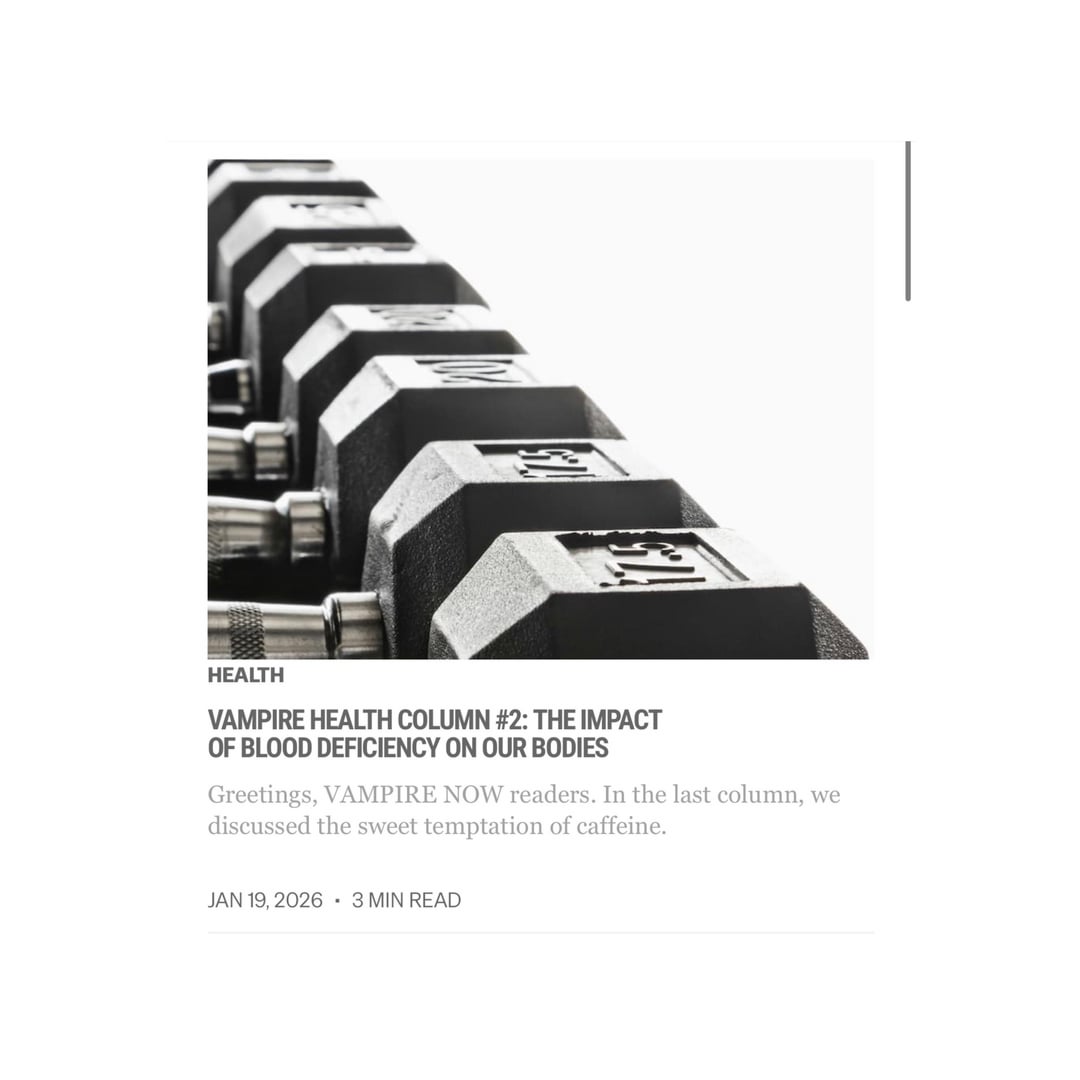 260119 Vampire Now added a new article to the Health section of their website