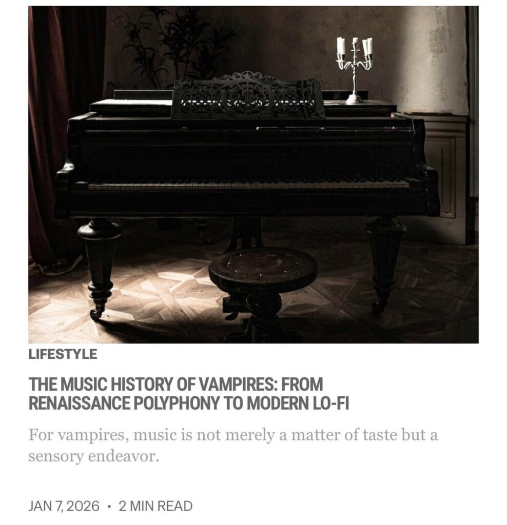 260107 Vampire Now added a new article to the Lifestyle section of their website