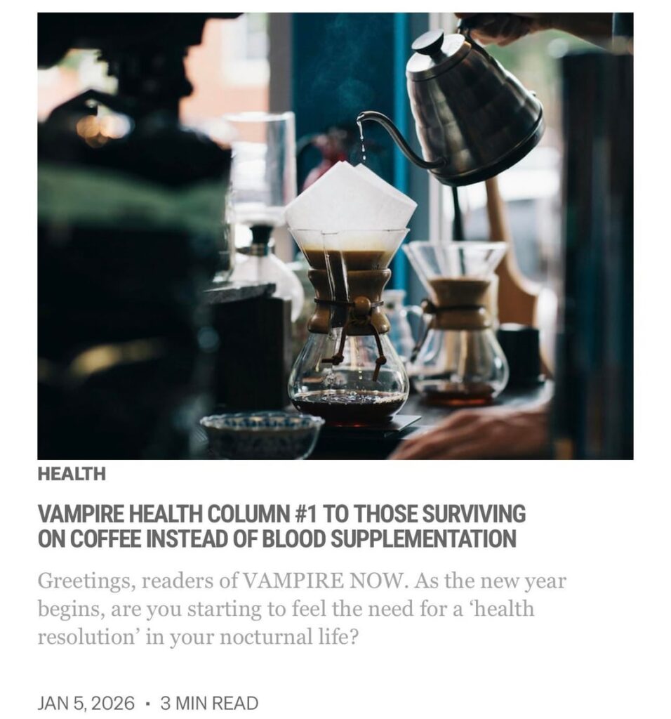 260105 Vampire Now added a new article to the Health section of their website
