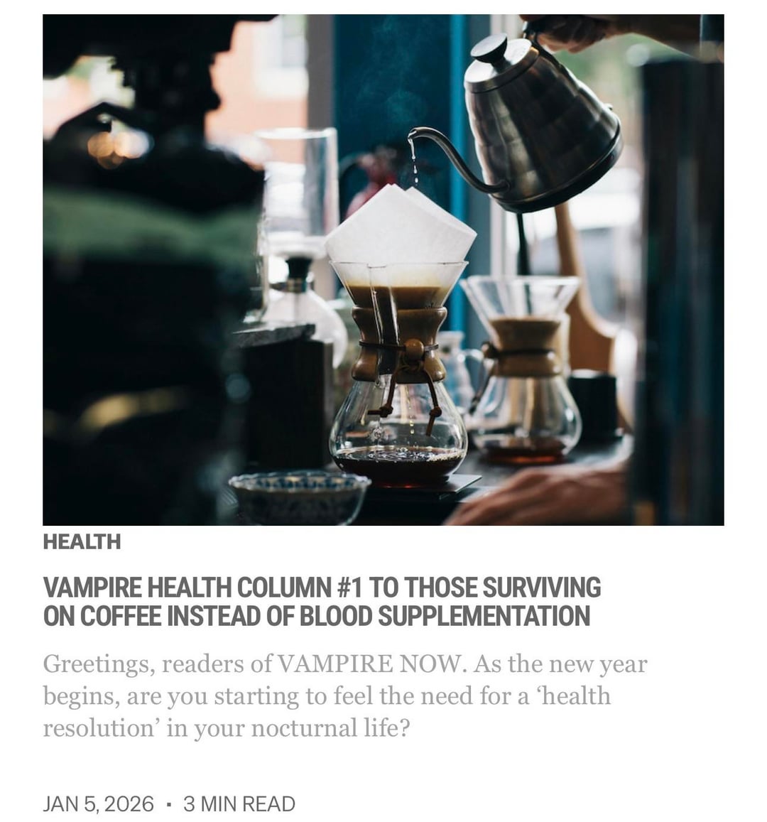 260105 Vampire Now added a new article to the Health section of their website