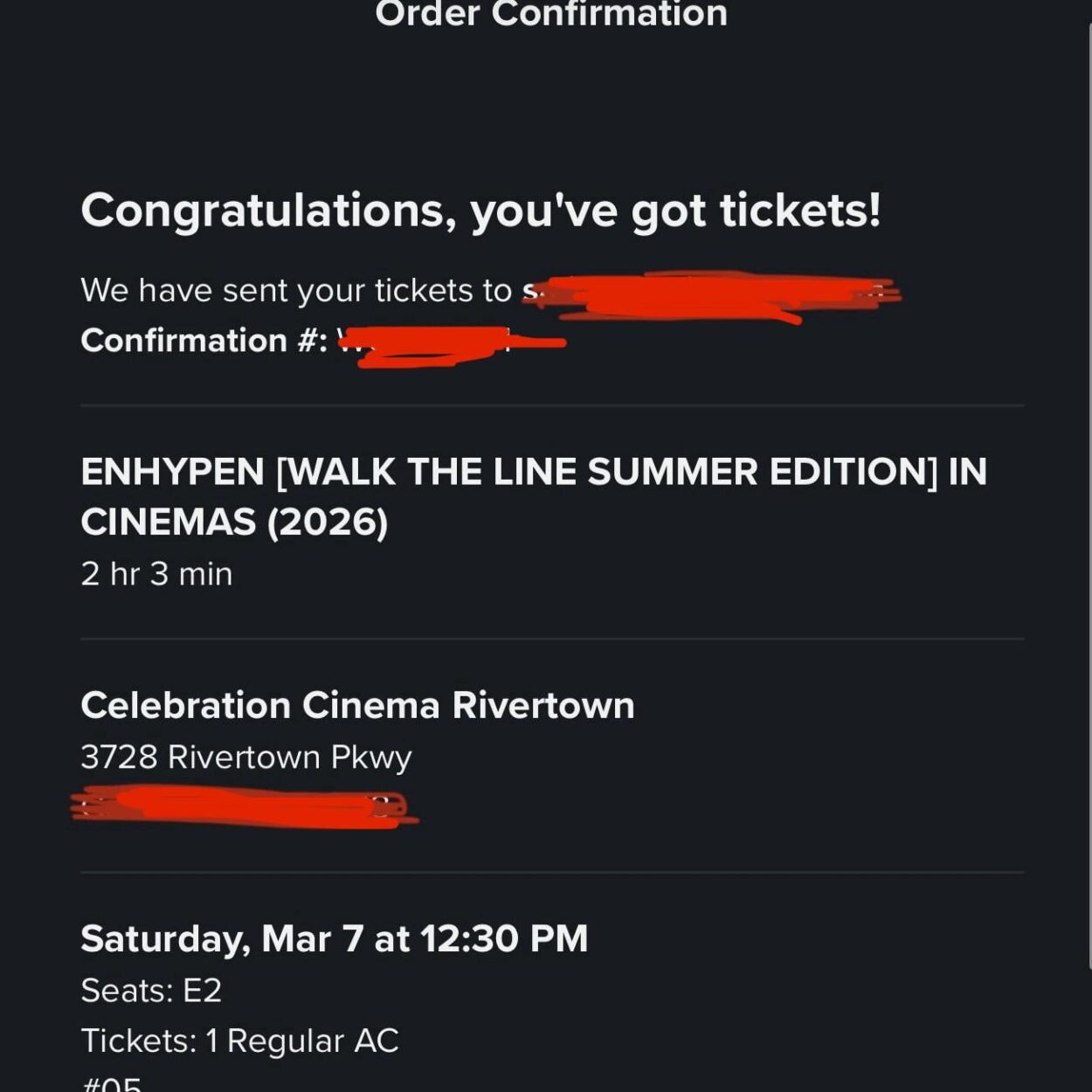 Got my movie ticket for Walk The Line