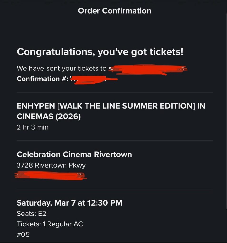 Got my movie ticket for Walk The Line