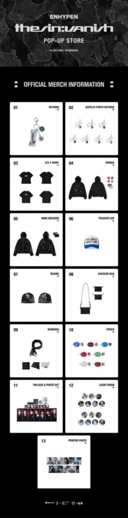 260213 YIZHIYU x ENHYPEN 'THE SIN_VANISH' POP-UP STORE Merch List
