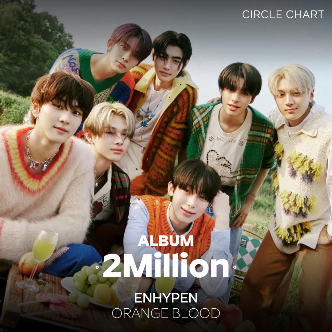 260212 ENHYPEN has achieved 2xMillion certification from Circle Chart with ‘ORANGE BLOOD’