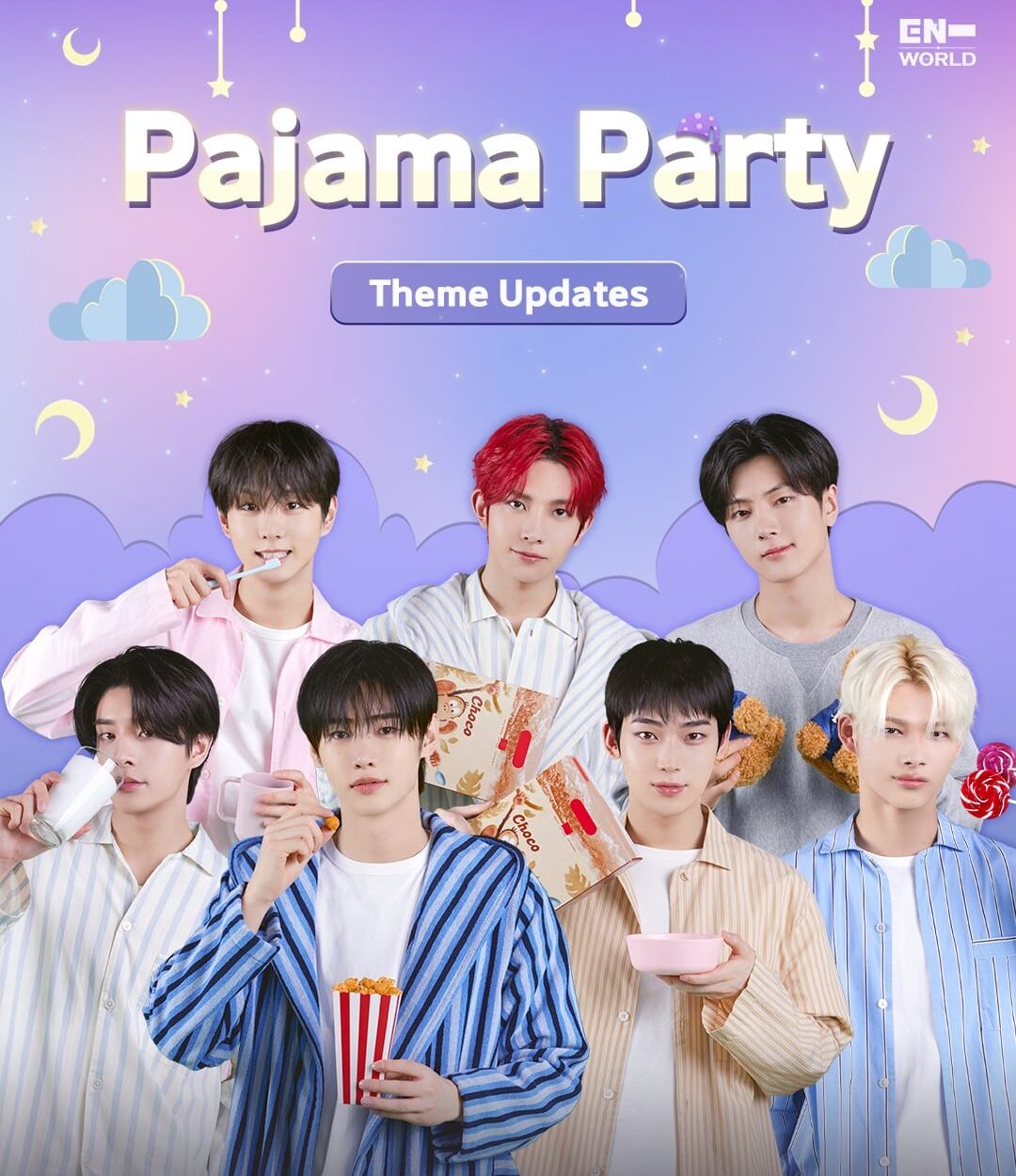 260212 ENHYPEN WORLD Instagram: Sleep Tight with the cozy ‘Pajama Party’ theme ~ 😴