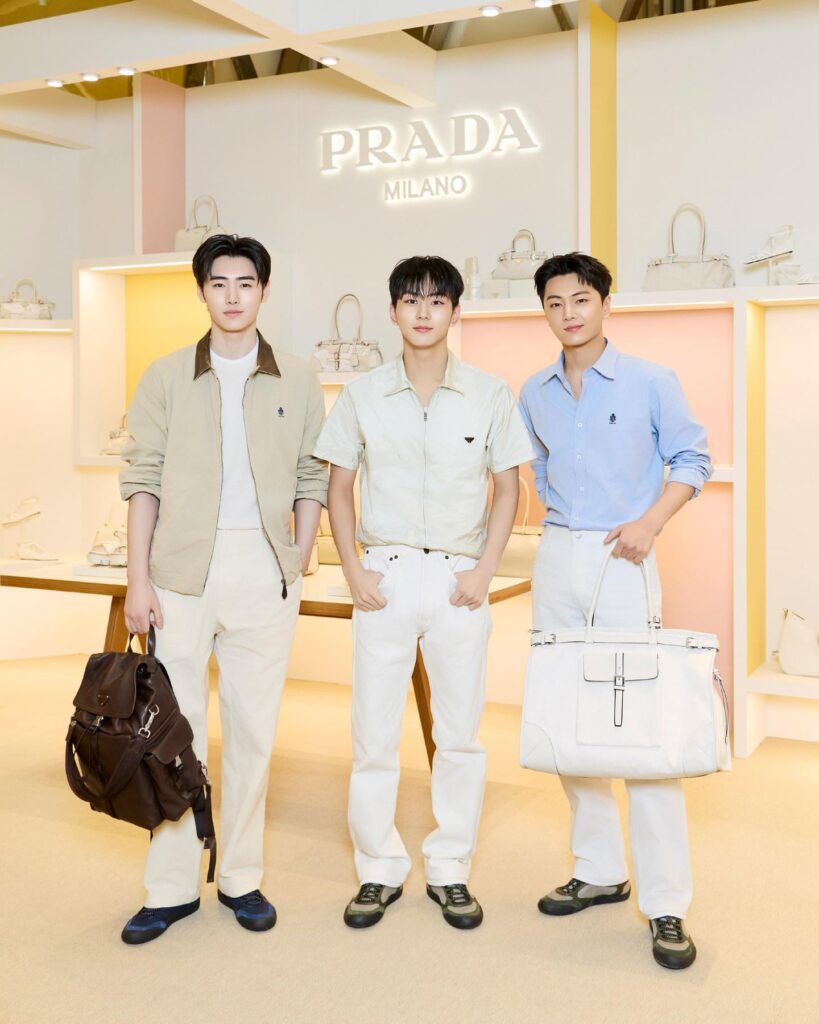 260314 PRADA Instagram update with ENHYPEN’s Jungwon, Jay & Sunghoon @ White Sun pop-up opening