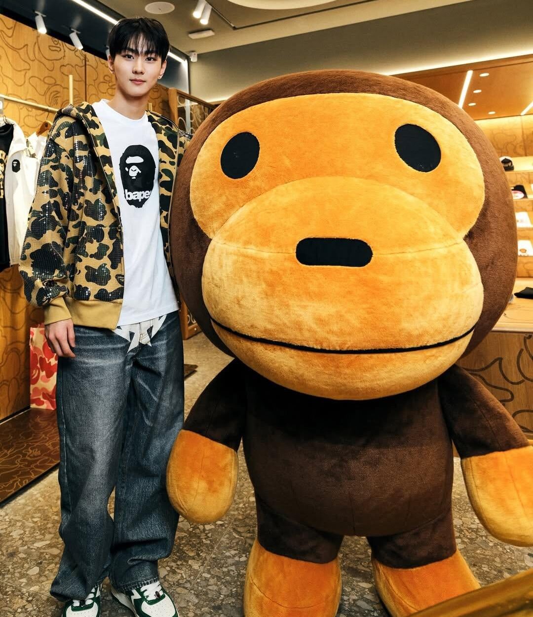 260305 bape.korea Instagram update with Jungwon @ BAPE's Flagship Store Opening in Gangnam