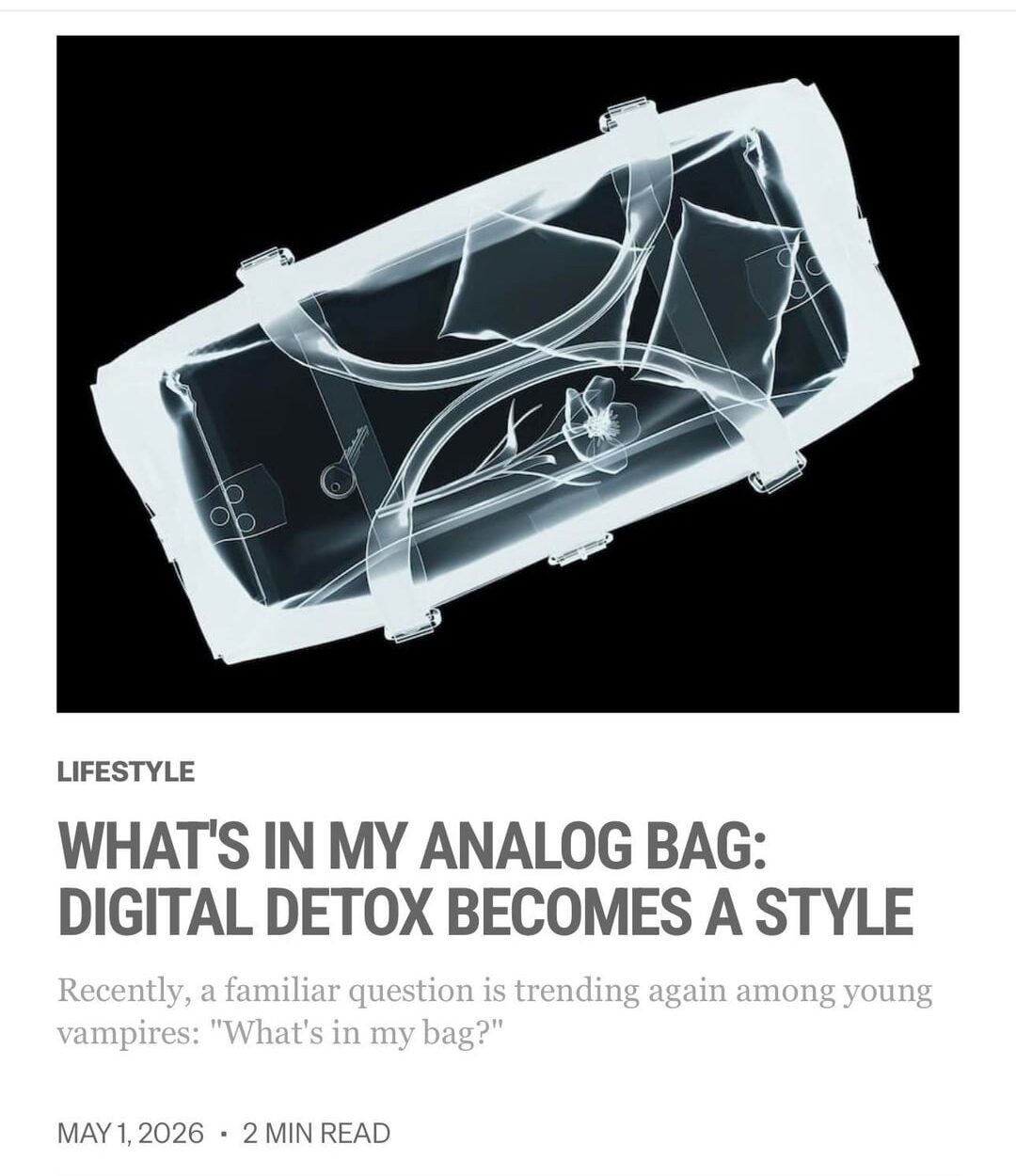 260501 Vampire Now added a new article to the Lifestyle section of their website