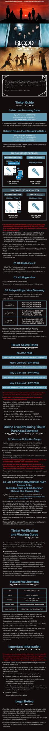 260417 [NOTICE] ENHYPEN WORLD TOUR ‘BLOOD SAGA’ IN SEOUL Online Live Streaming Tickets