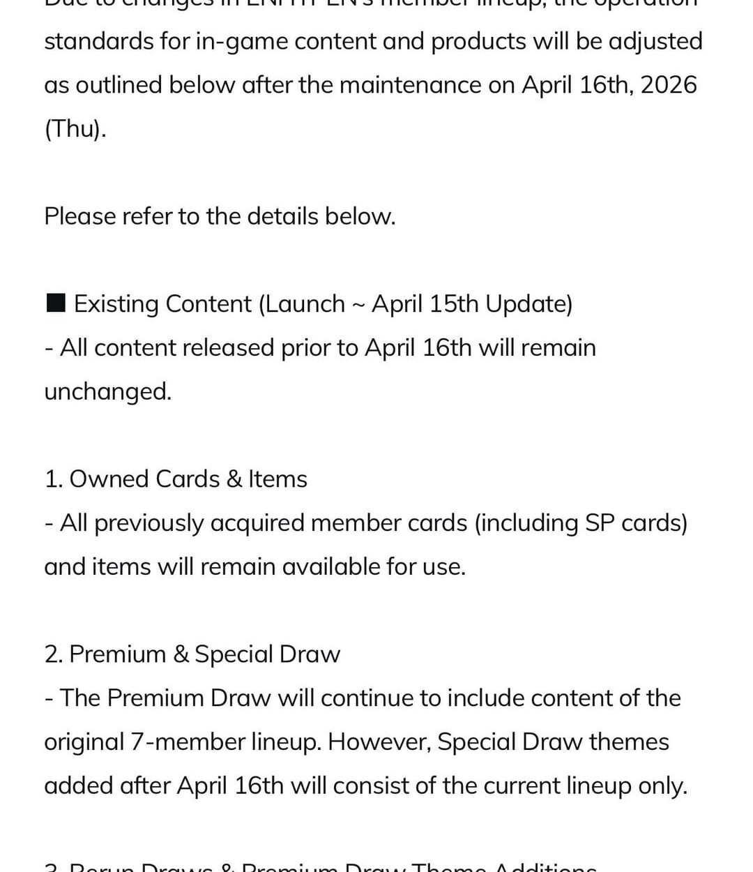 260415 ENHYPEN WOLD: [NOTICE] Content Operation Following Member Lineup Change