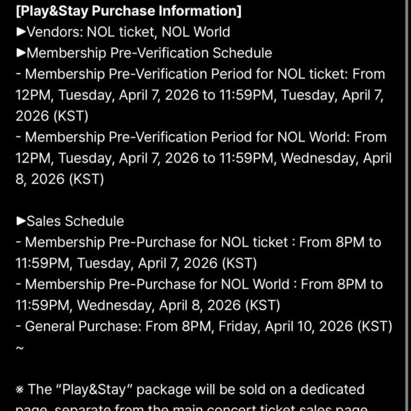 260403 [NOTICE] ENHYPEN WORLD TOUR 'BLOOD SAGA' IN SEOUL Reservation Package Play&Stay Now Open