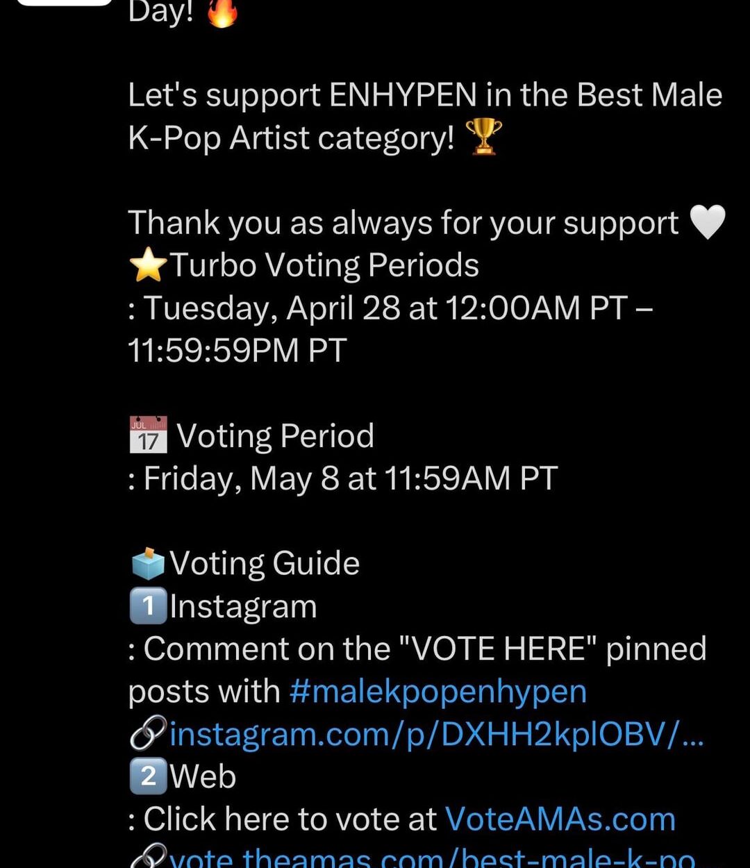 260428 ENHYPEN OFFICIAL Twitter: AMAs Turbo Voting Day