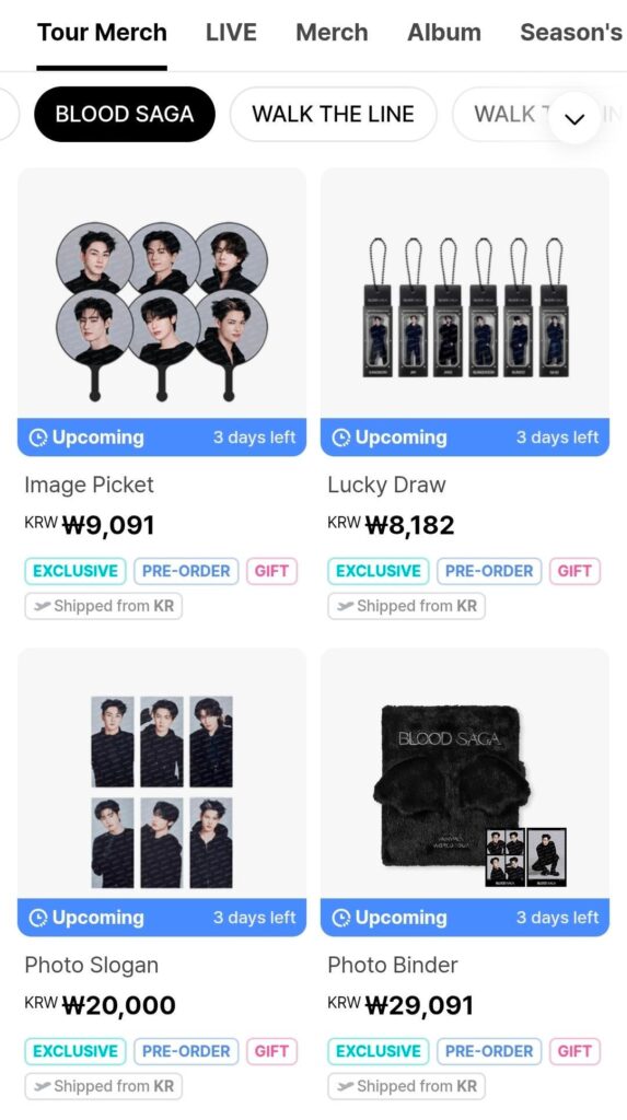 260424 BLOOD SAGA TOUR Merch Previews are available on Weverse Shop