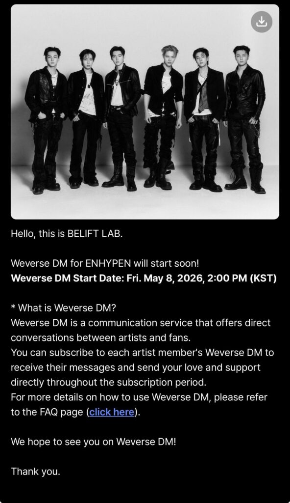 260504 [NOTICE] Weverse DM for ENHYPEN Coming Soon