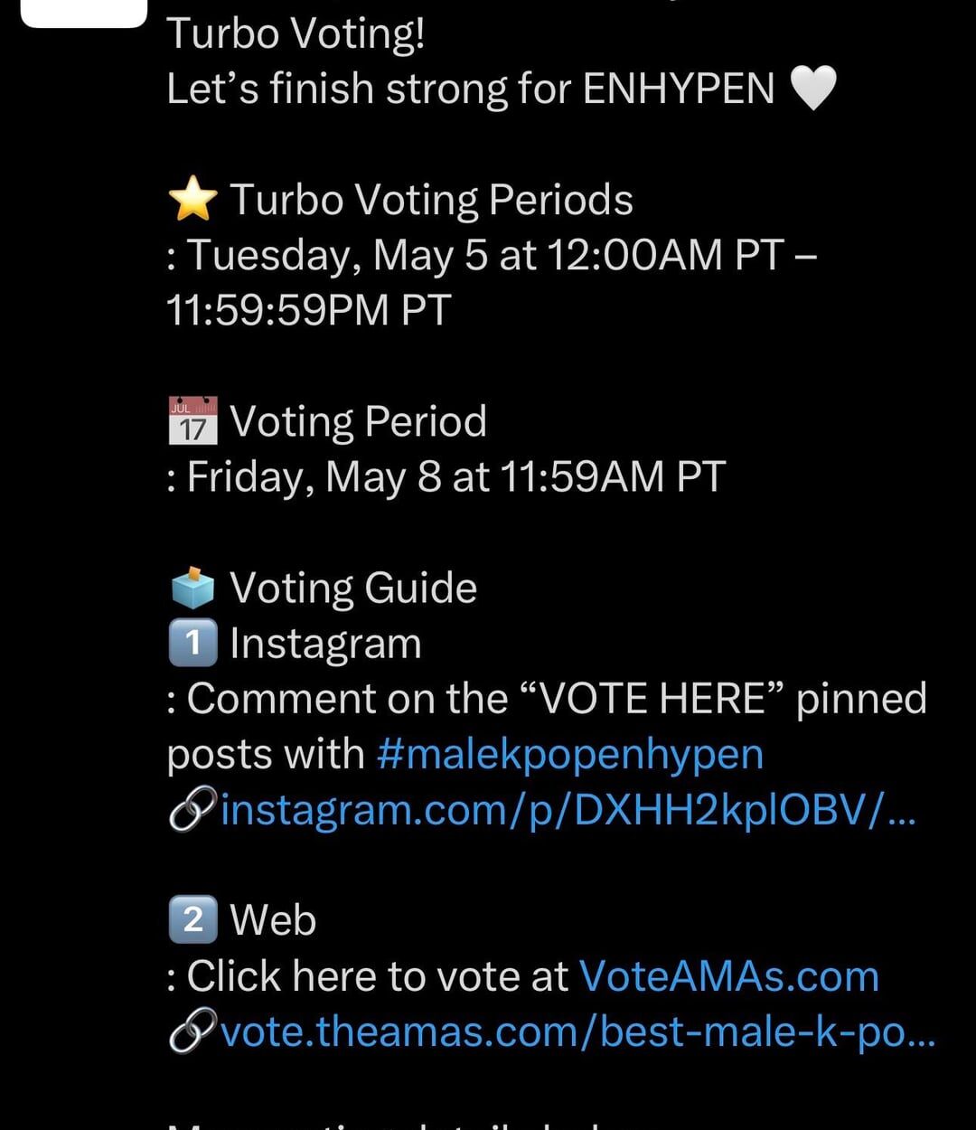 260505 ENHYPEN OFFICIAL Twitter: AMAs Turbo Voting Final Day