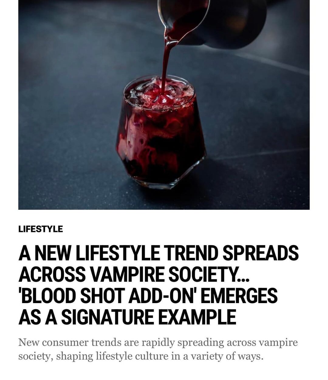 260514 Vampire Now added a new article to the Lifestyle section of their website